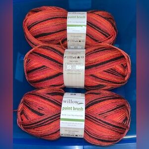 Willow Paint Brush Yarn - Oriental Poppies (Fiery Red and Deep Black color)